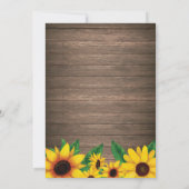 Rustikale Sonnenblumen-Hochzeit Einladung (Rückseite)
