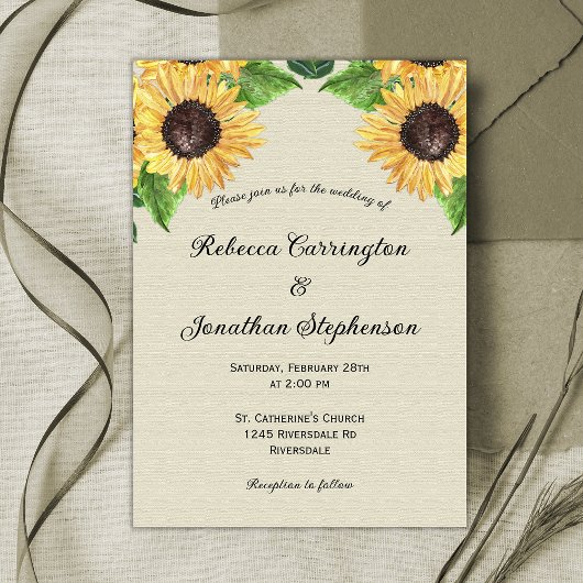 Rustikale Sonnenblumen Hochzeit Einladung