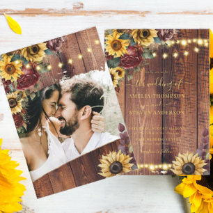 Rustikale Sonnenblumen-Hochzeit Einladung