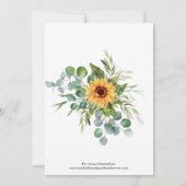 Rustikale Sonnenblumen Hochzeit Einladung Herbstfa (Rückseite)