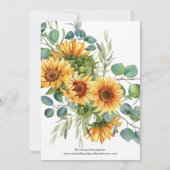 Rustikale Sonnenblumen Hochzeit Einladung Herbstfa (Rückseite)