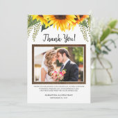 Rustikale Sonnenblumen Hochzeit Foto Danke Karte (Stehend Vorderseite)