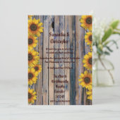 Rustikale Sonnenblumen Hochzeit Foto Einladung (Stehend Vorderseite)
