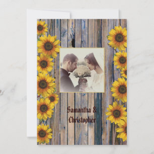 Rustikale Sonnenblumen Hochzeit Foto Einladung