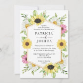 Rustikale Sonnenblumen Hochzeit im Herbst Einladun Einladung (Vorderseite)