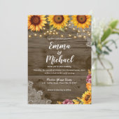 Rustikale Sonnenblumen Hochzeit im Herbst Einladun Einladung (Stehend Vorderseite)