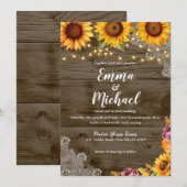 Rustikale Sonnenblumen Hochzeit im Herbst Einladun Einladung (Vorne/Hinten)