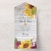 Rustikale Sonnenblumen-Hochzeit in einer I All In One Einladung (Innen Boden)