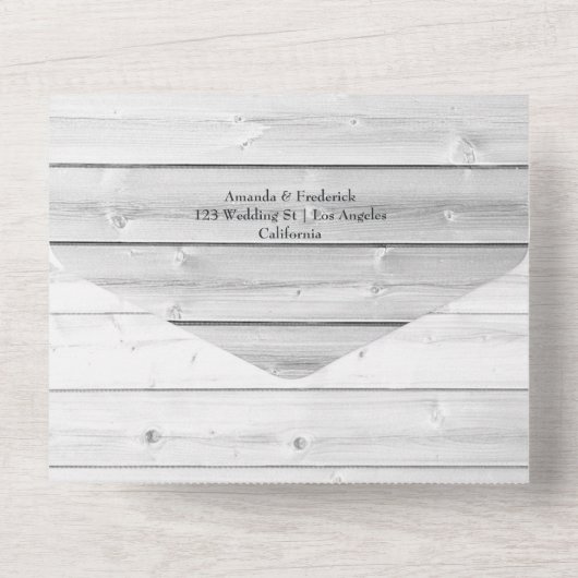 Rustikale Sonnenblumen-Hochzeit in einer I All In One Einladung (Rückseite)