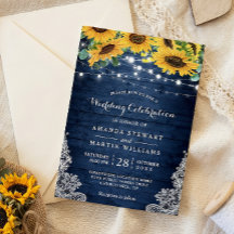 Rustikale Sonnenblumen-Hochzeit mit Navy-Blauen Li