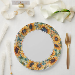 Rustikale Sonnenblumen-Hochzeit Pappteller