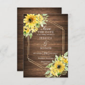 Rustikale Sonnenblumen-Hochzeit retten das Datum Einladung (Vorne/Hinten)