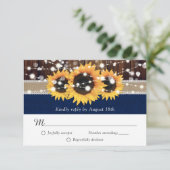 Rustikale Sonnenblumen-Hochzeit RSVP Karte (Stehend Vorderseite)