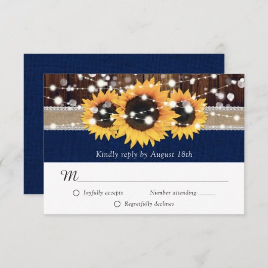 Rustikale Sonnenblumen-Hochzeit RSVP Karte (Vorne/Hinten)