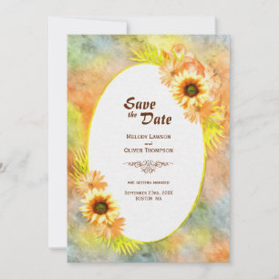 Rustikale Sonnenblumen-Hochzeit Save The Date