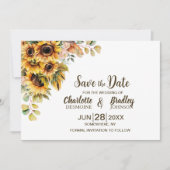 Rustikale Sonnenblumen-Hochzeit Save The Date (Vorderseite)