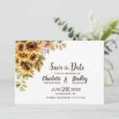 Rustikale Sonnenblumen-Hochzeit Save The Date (Stehend Vorderseite)