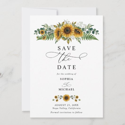 Rustikale Sonnenblumen-Hochzeit - Save-the-Date Einladung (Vorderseite)