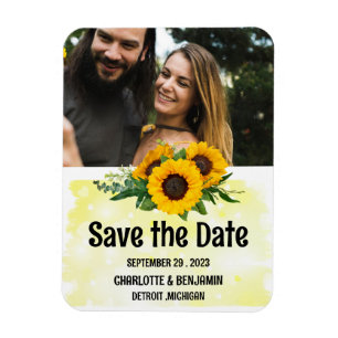 Rustikale Sonnenblumen-Hochzeit Save the Date Foto Magnet