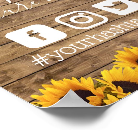 Rustikale Sonnenblumen Hochzeit Social Media Hasht Poster (Ecke)