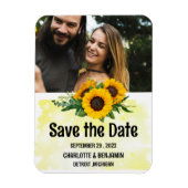 Rustikale Sonnenblumen Hochzeit speichern das Date Magnet (Vertikal)