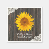 Rustikale Sonnenblumen-Hochzeit und Holzverheiratu Serviette (Vorderseite)