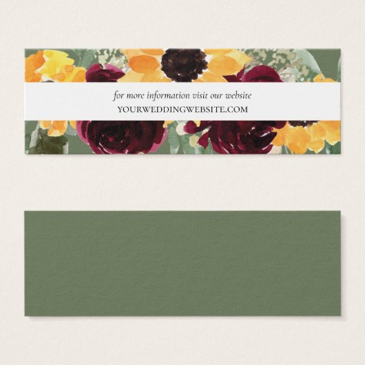 Rustikale Sonnenblumen Hochzeit Website Beipackkar (Vorne & Hinten)