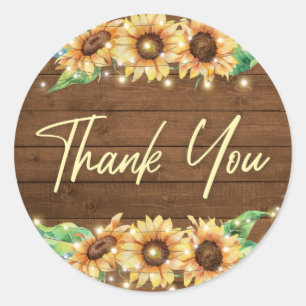 Rustikale Sonnenblumen-Hochzeits-Baby-Party-Dankes Runder Aufkleber