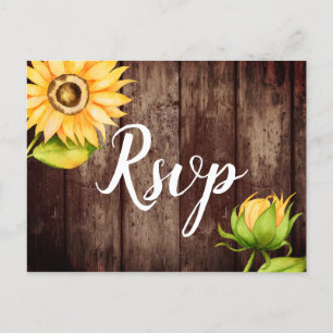 Rustikale Sonnenblumen-Hochzeits-RSVP mit Essensau Einladungspostkarte