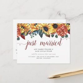 Rustikale Sonnenblumen Hochzeitsankündigung Postkarte