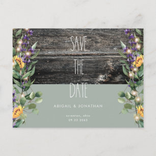 Rustikale Sonnenblumen-Hochzeitseinladung mit Salb Postkarte