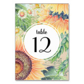 Rustikale Sonnenblumen Hochzeitskarte Tischnummer (Vorderseite)