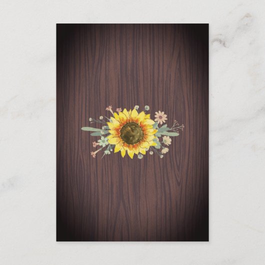 Rustikale Sonnenblumen Hochzeitskarten mit Wunschk Begleitkarte (Rückseite)