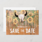 Rustikale Sonnenblumen Hochzeitskugel Save the Dat Ankündigungspostkarte (Vorne/Hinten)