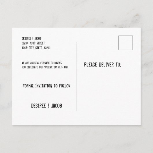 Rustikale Sonnenblumen Hochzeitskugel Save the Dat Ankündigungspostkarte (Rückseite)