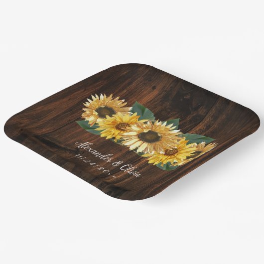 Rustikale Sonnenblumen Hochzeitspapier-Teller Pappteller (Gewinkelt)
