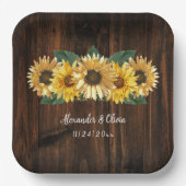 Rustikale Sonnenblumen Hochzeitspapier-Teller Pappteller (Vorderseite)