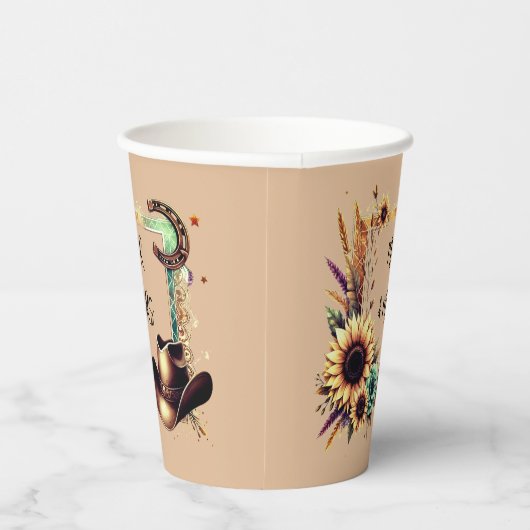 Rustikale Sonnenblumen-Hochzeitspartys Pappbecher (Rechts)