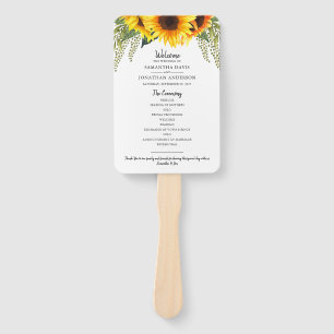 Rustikale Sonnenblumen Hochzeitsprogramm für Was Fächer