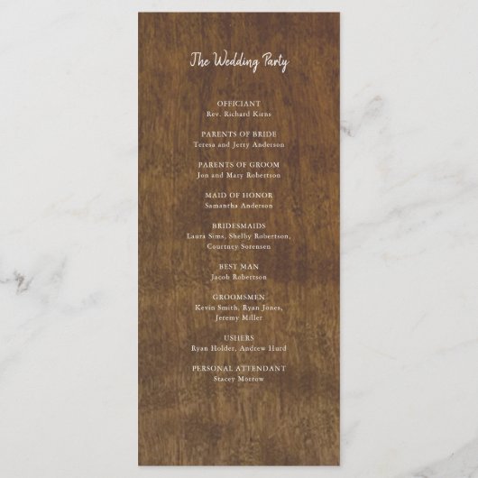 Rustikale Sonnenblumen | Hochzeitsprogramm für Was Programm (Rückseite)