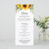 Rustikale Sonnenblumen | Hochzeitsprogramm für Was Programm (Stehend Vorderseite)