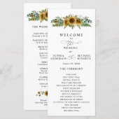 Rustikale Sonnenblumen-Hochzeitsprogramm Programm (Vorne/Hinten)