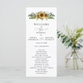 Rustikale Sonnenblumen-Hochzeitsprogramm Programm (Stehend Vorderseite)