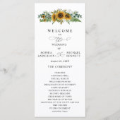 Rustikale Sonnenblumen-Hochzeitsprogramm Programm (Vorderseite)