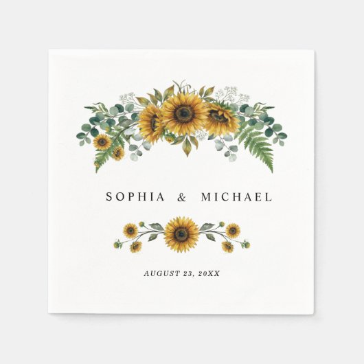 Rustikale Sonnenblumen Hochzeitsservietten Serviette (Vorderseite)