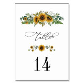 Rustikale Sonnenblumen-Hochzeitstisch-Nummer Tischnummer (Rückseite)