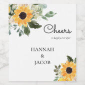 Rustikale Sonnenblumen Hochzeitweinetiketten Weinetikett (Einzelnes Label)