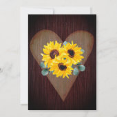 Rustikale Sonnenblumen Holz Herz-String Lichter Einladung (Rückseite)