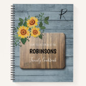 Rustikale Sonnenblumen Holz | Oma monogram cookboo Notizblock (Vorderseite)