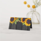 Rustikale Sonnenblumen Holz schicke Hochzeitstisch Platzkarte (Rückseite)
